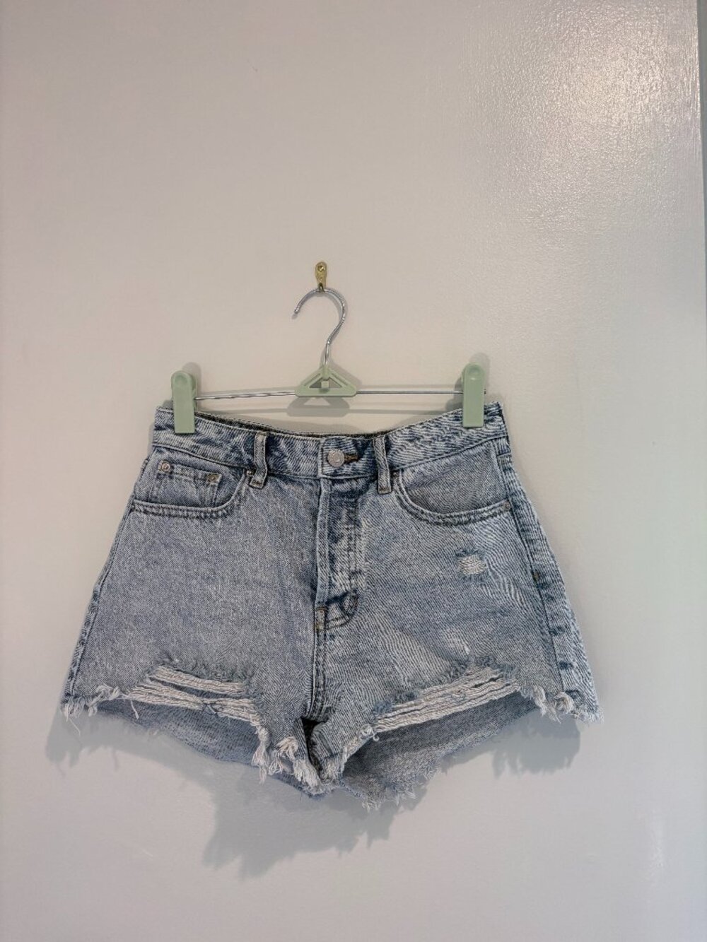 PacSun High Rise Distressed Denim Shorts Light Wash Size 25